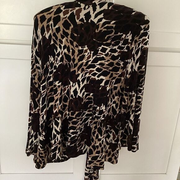 Chico’s Travelers Open Front Cardigan with Tie Sz 3 Leopard Animal Print - Picture 5 of 9